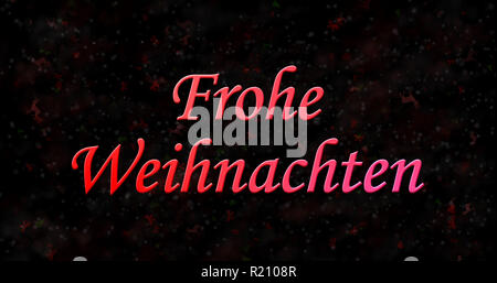 Frohe Weihnachten Text in Deutsch "Frohe Weihnachten" auf schwarzem Hintergrund Stockfoto
