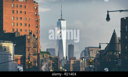 Manhattan Skyline, Farbe Tonen angewendet, New York, USA. Stockfoto