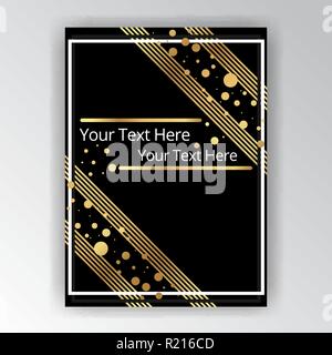 Golden Black luxus Seite Vorlage für Abdeckungen und flaers, Broschüren und Menü Art Deco Art Nouveau Seite Dekoration, bereit, geometrischer Vektor bac zu verwenden Stock Vektor