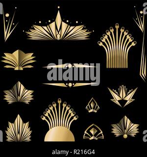 Art deco/Art Nuvo Satz von DIY-Elemente golden Black für Print und Web Illustration, geometrische Luxus Elemente und schön kreativ Pack. Stock Vektor