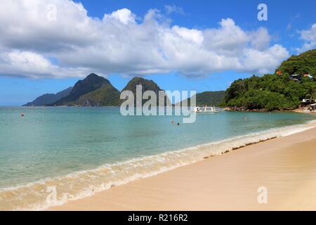 Strand Landschaft - Marimegmeg Strand in El Nido, Palawan, Philippinen. Stockfoto