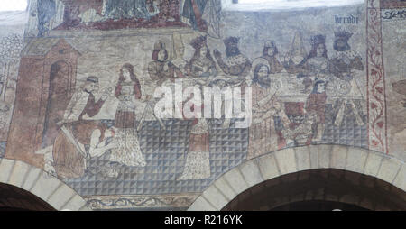 Die Enthauptung von St. Johannes dem Täufer: Mittelalterlichen Wandbildern in St. Peter und St. Paul's Kirche in Pickering, North Yorkshire Stockfoto