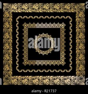 Art Deco, Art Nuevo geometrischen Rahmen, Dreiecke, Kreise. DIY-Set von Frames. Große Gatsby, Party goldene Rahmen. Stock Vektor