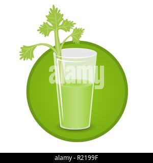Glas Sellerie saft frische und gesunde vegetarische Ernährung für Print und Web Dekoration Symbol, Cartoon Illustration. Stock Vektor