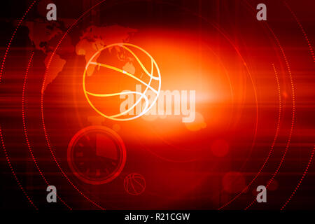 Grafische digitale Sport News red Thema Hintergrund mit Kugeln und Chronometer Stockfoto
