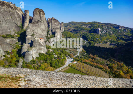 Agios Nikolaos-Kloster, Meteora, UNESCO-Weltkulturerbe, Konglomerat Türme und Klöster, Griechenland Stockfoto