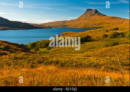 Stac Polly und Loch Lurgainn, Wester Ross, in den schottischen Highlands Stockfoto