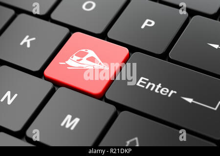Urlaub-Konzept: Zug auf Computer Tastatur Hintergrund Stockfoto