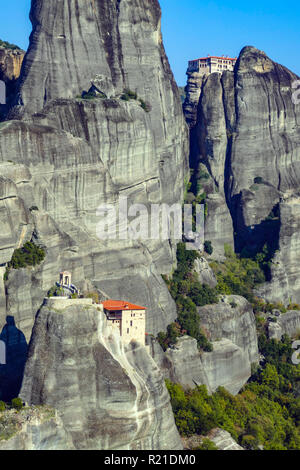 Agios Nikolaos-Kloster, Meteora, UNESCO-Weltkulturerbe, Konglomerat Türme und Klöster, Griechenland Stockfoto