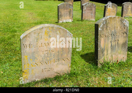 Grab von William Penn und seiner Frau Hannah und ihrer Familie an Jordans Freunde Meeting House, Jordans, Buckinghamshire, England Stockfoto