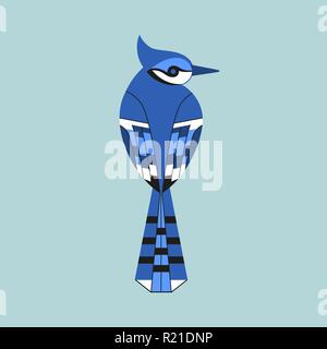 Vogelsymbol „Blauer Eichelhäher“. Stock Vektor