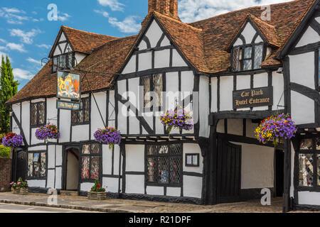 Die fachwerkhäuser Kings Arms Hotel in der Altstadt von Amersham, Buckinghamshire, England Stockfoto