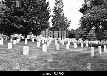 Arlington National Cemetery in Schwarz und Weiß Stockfoto