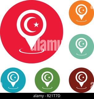 Moschee Kartenzeiger Symbole Kreis set Vektor auf weißem Hintergrund Stock Vektor