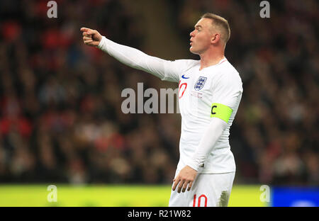 Der englische Wayne Rooney während des International Friendly im Wembley Stadium, London. DRÜCKEN SIE VERBANDSFOTO. Bilddatum: Donnerstag, 15. November 2018. Siehe PA Story SOCCER England. Bildnachweis sollte lauten: Mike Egerton/PA Wire. Stockfoto