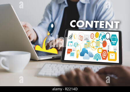 Einrücken Content Marketing Daten Blogging Medien Publikation Informationen Vision Inhalt Konzept Stockfoto