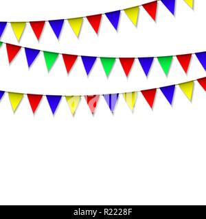 Girlande mit bunten Fähnchen. Design Feier, Flag Hintergrund Stock Vektor