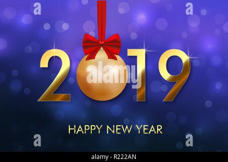 Frohes Neues Jahr 2019. Grußkarte design Stock Vektor