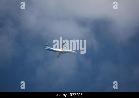 Chiangmai, Thailand - 11 November 2018: RDPL -34174 ATR 72-500 von Lao Airlines. Im Flug von Chiang Mai nach Luang Prabang. Stockfoto