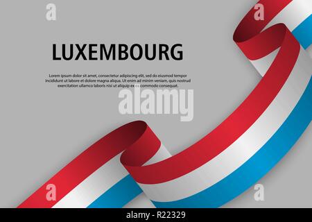 Winkende Band mit Flagge von Luxemburg, Vorlage für Independence day Banner. Vector Illustration Stock Vektor