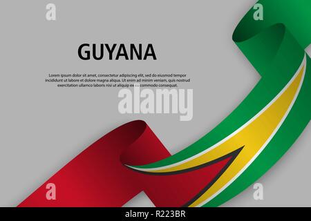 Winkende Band mit Flagge Guyana, Vorlage für Independence day Banner. Vector Illustration Stock Vektor