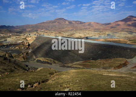 Hasankeyf in Anatolien im Südosten der Türkei, türkische Kurdistan: den Ilisu Staudamm am Tigris, GAP-Projekt, allgemeine Wasserkraft anatolischen Proje Stockfoto