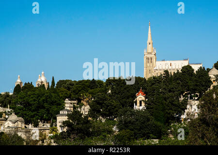 Blick auf der Schmerzensmutter Kapelle und Friedhof, Malta Stockfoto