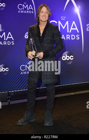 Nashville, TN, USA. 14 Nov, 2018. 14. November 2018 - Nashville, Tennessee - Keith Urban. Der 52. jährlichen CMA Awards, der Country Musik größte Nacht, bei Bridgestone Arena statt. Photo Credit: AdMedia Credit: AdMedia/ZUMA Draht/Alamy leben Nachrichten Stockfoto
