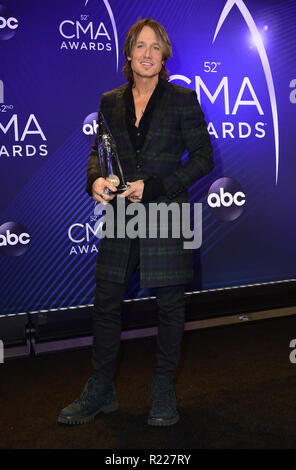 Nashville, TN, USA. 14 Nov, 2018. 14. November 2018 - Nashville, Tennessee - Keith Urban. Der 52. jährlichen CMA Awards, der Country Musik größte Nacht, bei Bridgestone Arena statt. Photo Credit: AdMedia Credit: AdMedia/ZUMA Draht/Alamy leben Nachrichten Stockfoto