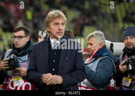 Danzig, Polen. 15. November 2018. Zbigniew Boniek während der Internationalen freundlich Fußballspiel zwischen Polen und der Tschechischen Republik bei Energa Stadion in Danzig, Polen am 15. November 2018 Credit: Grzegorz Brzeczyszczykiewicz/Alamy leben Nachrichten Stockfoto