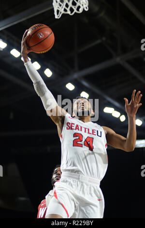 Kent, Washington, USA. 14 Nov, 2018. DELANTE JONES (24) Geht für einen Schuß als Washington State visits Seattle U am ShoWare Center in Kent, WA. SU gewann das Spiel 78-69. Credit: Jeff Halstead/ZUMA Draht/Alamy leben Nachrichten Stockfoto