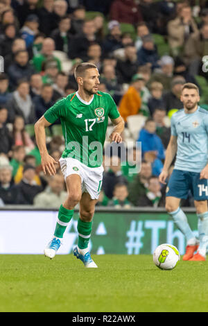 Conor Hourihane in Aktion während der freundliche internationale zwischen Rep. von Irland und Nordirland im Aviva Stadium. (Endstand 0-0) Stockfoto