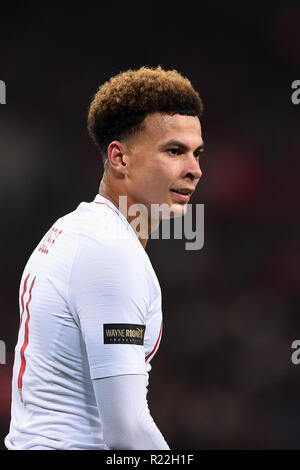 London. Vereinigtes Königreich. 15. November 2018. England Mittelfeldspieler Dele Alli (11) während der internationalen Freundschaftsspiel zwischen England und USA im Wembley Stadion. Credit: MI Nachrichten & Sport/Alamy leben Nachrichten Stockfoto