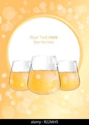 Glas Bier oder Wein oder Champagner Vector Illustration für Web und Print. Schöne Rebe Abdeckung oder Menü Vorlage gut für flaers und Mockups. Stock Vektor