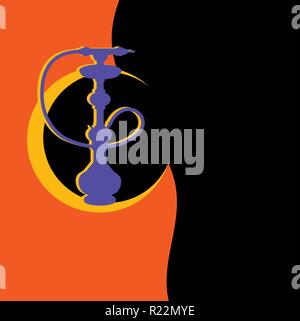 Lila silhouette Shisha Vector Illustration auf schwarz Pop Art / Retro 60s, 70s Hintergrund, vintage Hippie style Hintergrund, kreative Schriftzug, kühl Stock Vektor