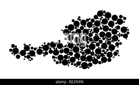 Gepunktete Österreich Karte Contour Design auf weißem Hintergrund Stock Vektor