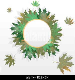 Blätter im Herbst runde Etikett, mit fallender Blätter Kreis Rahmen für Print und Web verkauf Banner und Poster leeren Vektor Illustration. Stock Vektor