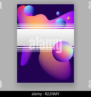 Futuristische leuchten Verlaufshintergrund lila, gelb, Marine. Print und Web Template. Minimale Seite creative design Motion abstrakte Liquid neon verwischt. Stock Vektor