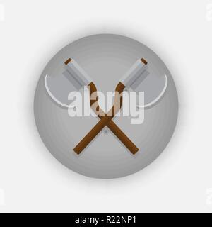 Schild und Axt cartoon Vector Illustration für Web und Print mittelalterliche. Stock Vektor