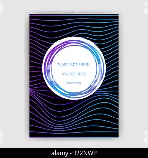 Abstrakte wellen Hintergründe, minimalistick Wellen mit cirle Etiketten auf schwarzem Hintergrund. Stock Vektor