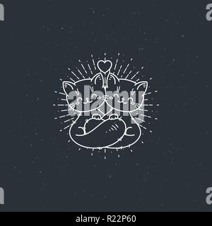 Cartoon umarmen Katzen. Grüße und Überraschung Vector Illustration für Drucke, Karten und Malbücher Stock Vektor