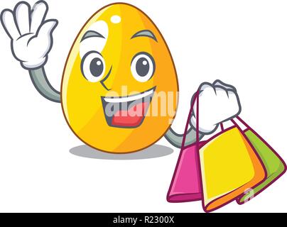 Shopping golden eggo auf isolierte Bild Maskottchen Stock Vektor