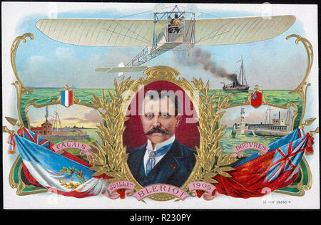 LOUIS BLÉRIOT (1872-1936) Französische Aviator. Postkarte zum Gedenken an seine 1909 Flug über den Ärmelkanal Stockfoto