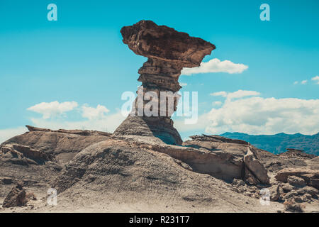 Formationen der Steine in der Wüste von ischigualasto Provincial Park, Nord-westlichen Argentinien, Patagonien Stockfoto