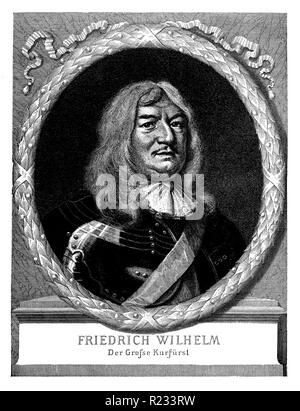 Friedrich Wilhelm von Brandenburg aus dem Hause Hohenzollern <1620-1688>, der Große Kurfürst. Nach dem Gemälde von Matthäus Merian graviert von Philipp Kilian, Matthäus Merian und Philipp Kilian Stockfoto