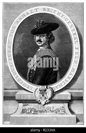 Leopold I., Fürst von Anhalt-Dessau <1676-1747> namens "Der alte Dessauer", die in älteren Jahren, G. F. Schmidt 1899 Stockfoto