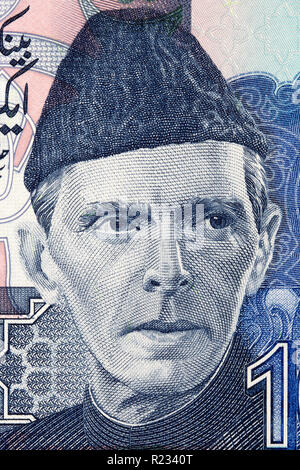 Muhammad Ali Jinnah Portrait von pakistanischen Geld Stockfoto