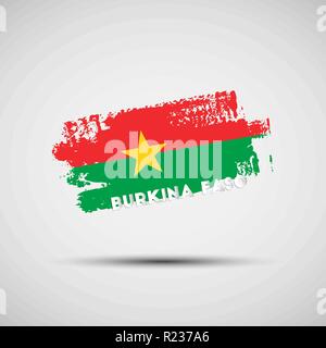 Flagge Burkina Faso. Vector Illustration von Grunge Pinselstrich mit Burkina Faso nationalflagge Farben für Ihre Grafik- und Webdesign Stock Vektor
