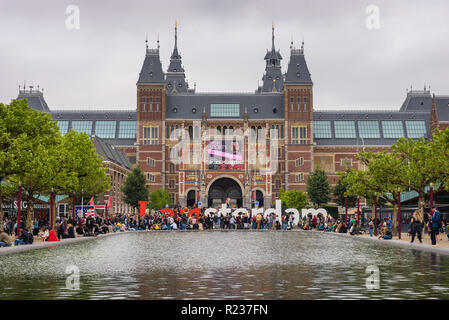 Rijksmuseum mit den Worten ich Amsterdam Stockfoto