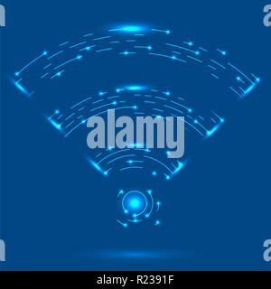 GPRS-Logo. Radio Wave-Symbol. Drahtlose Netzwerk Symbol auf blauem Hintergrund. Mobile konzeptionelle Emblem Stockfoto